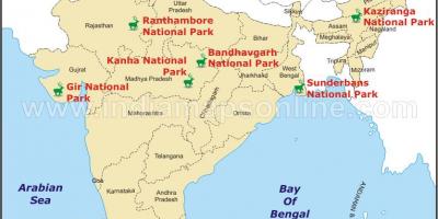 Mapi nacionalnih parkova u Indiji